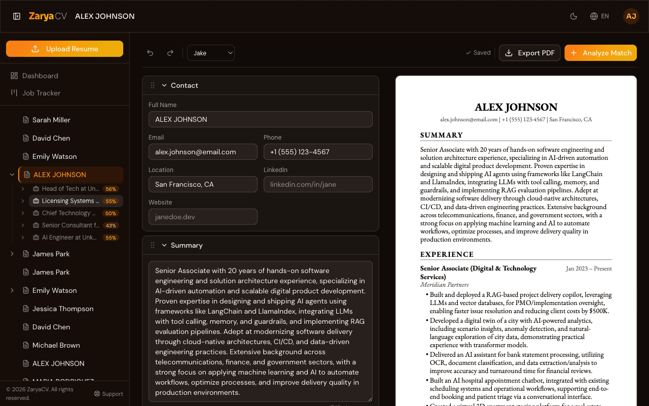 Resume Editor with live preview